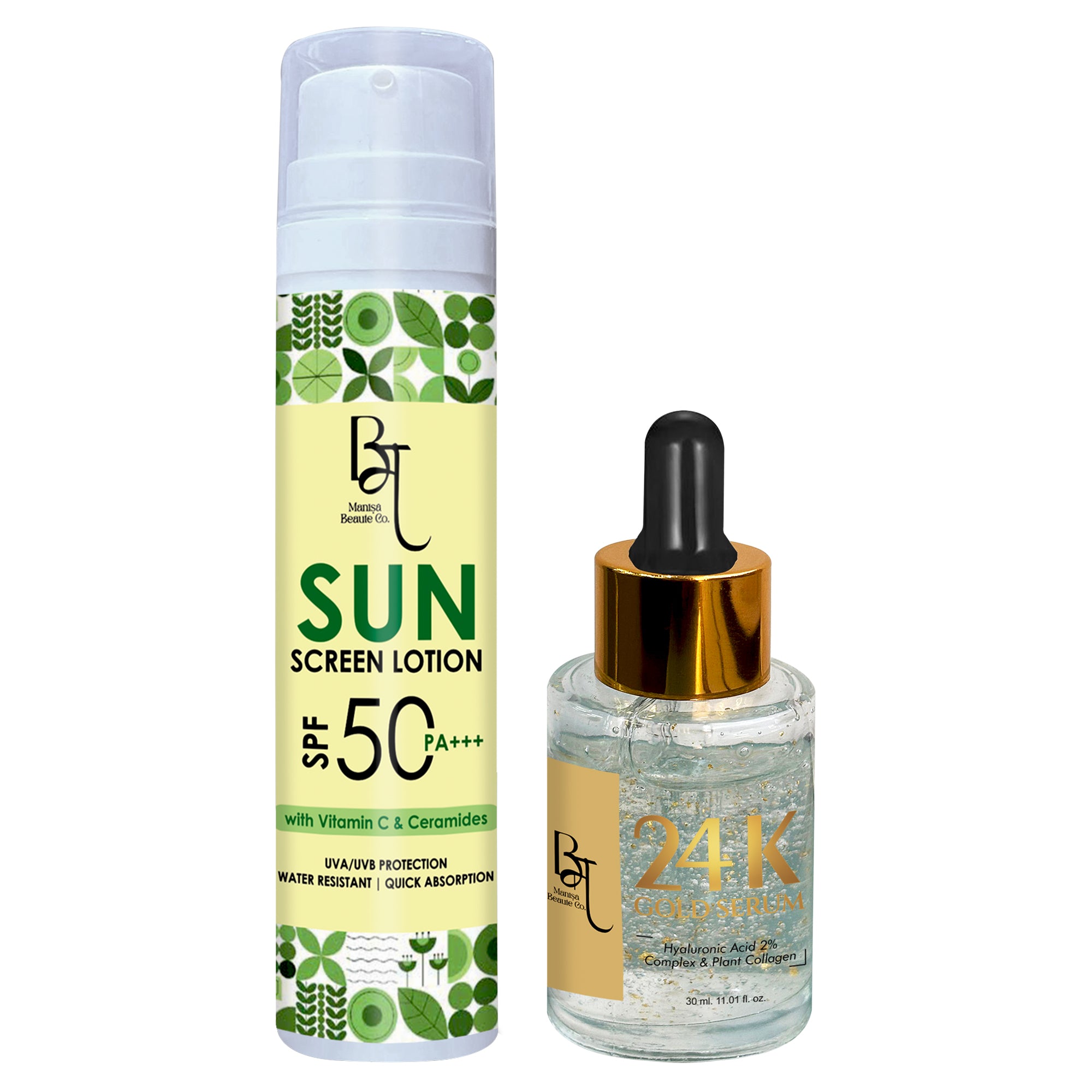 Radiant Defense Set Combo: 24K Gold Serum & Sunscreen Lotion SPF 50 PA+++