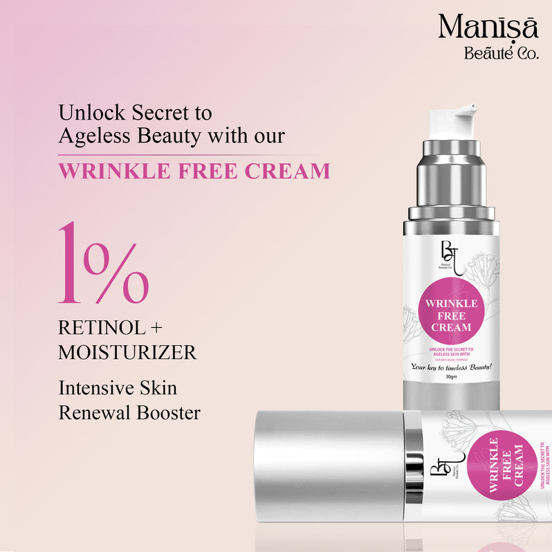 Manisa Wrinkle Free Cream With Retinol, Hyaluronic Acid & Peptides For Anti Aging  30GM
