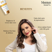 Manisa 24K Gold Skin Lightening and Depigmentation Cream with Kojic Acid | Reduces Dark Spots | Brightens Skin | 75 ml