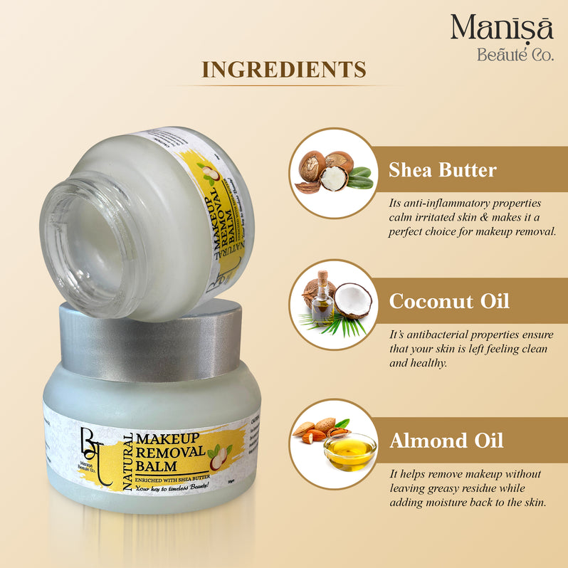 Manisa Natural Make-Up Remover Balm with Shea Butter, Coconut Oil, Almond Oil  30GM