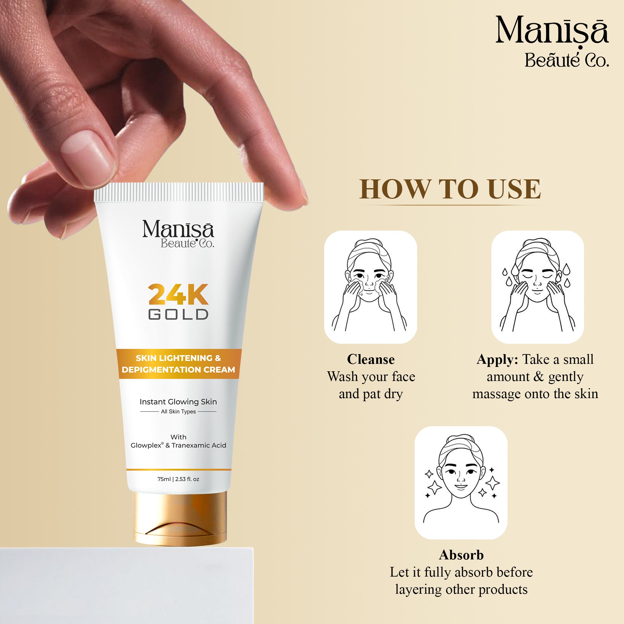 24K Gold Skin Lightening & Depigmentation Cream