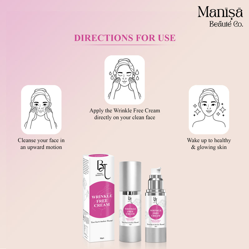 Manisa Wrinkle Free Cream With Retinol, Hyaluronic Acid & Peptides For Anti Aging  30GM