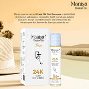 Manisa 24K Luxe Gold Sunscreen Lotion SPF 50 PA+++ with Vitamin C, Hyaluronic Acid & Ceramides - 50ML