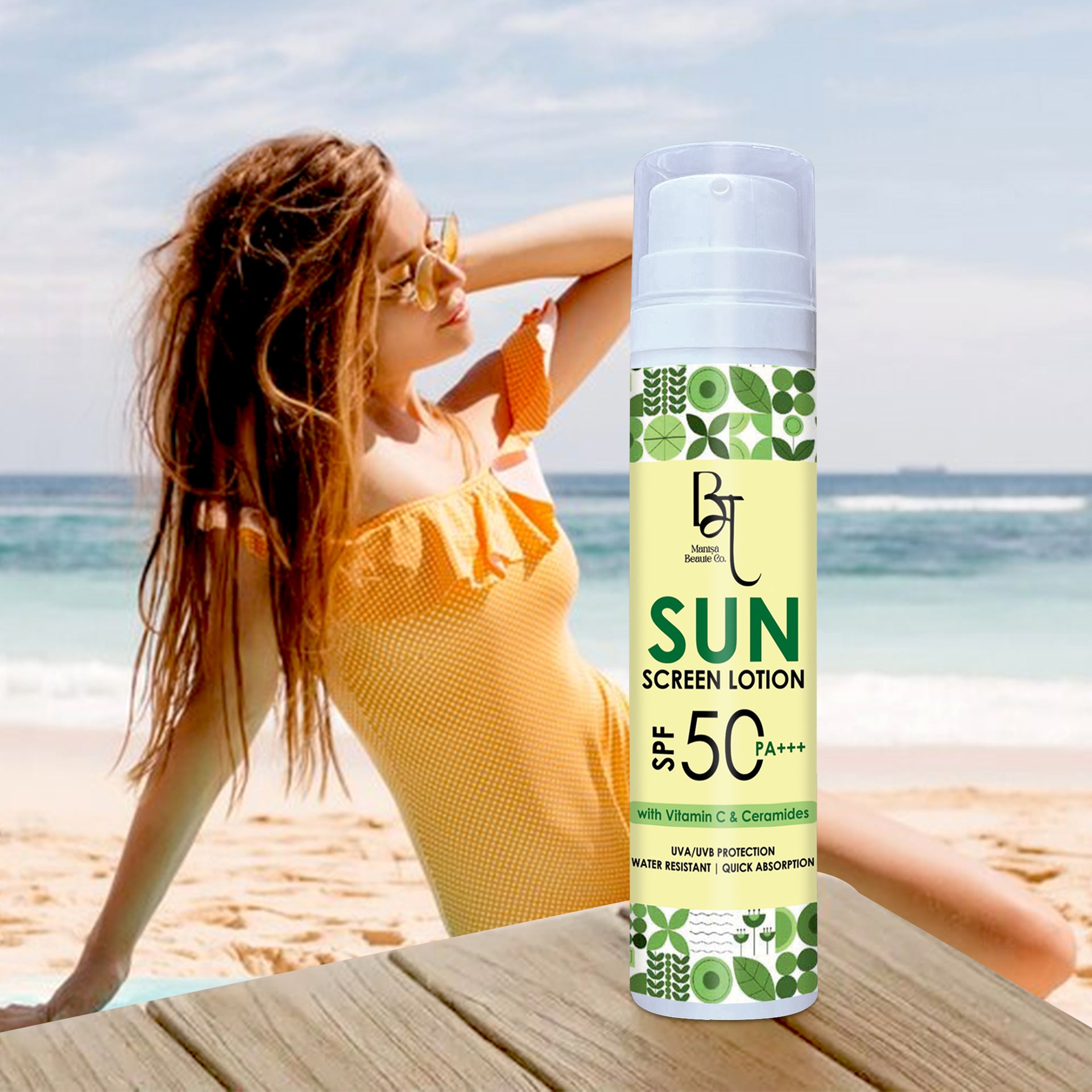 Sunscreen Lotion SPF 50 PA+++ with Vitamin C, Hyaluronic Acid & Ceramides Pack of 2