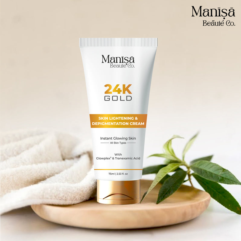 Manisa 24K Gold Skin Lightening and Depigmentation Cream with Kojic Acid | Reduces Dark Spots | Brightens Skin | 75 ml