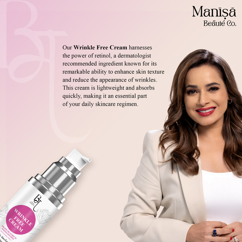 Manisa Wrinkle Free Cream With Retinol, Hyaluronic Acid & Peptides For Anti Aging  30GM