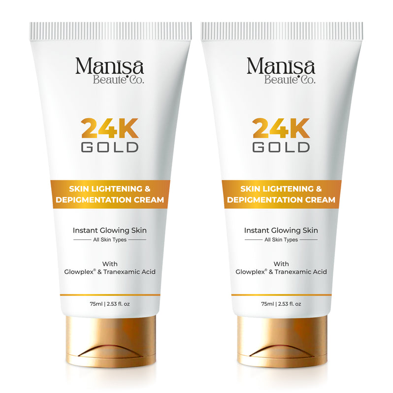 Manisa 24K Gold Skin Lightening and Depigmentation Cream with Kojic Acid | Reduces Dark Spots | Brightens Skin | 75 ml
