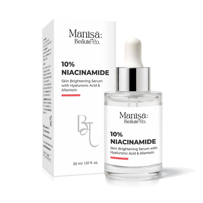 Manisa Beauté Co. 10% Niacinamide Face Serum with Hyaluronic Acid & Allantoin | Brightening & Hydrating Serum | Helps Improve Skin Texture, Even Skin Tone & Supports Skin Barrier | 30ml