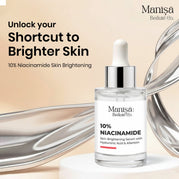Manisa Beauté Co. 10% Niacinamide Face Serum with Hyaluronic Acid & Allantoin | Brightening & Hydrating Serum | Helps Improve Skin Texture, Even Skin Tone & Supports Skin Barrier | 30ml