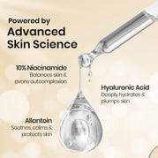 Manisa Beauté Co. 10% Niacinamide Face Serum with Hyaluronic Acid & Allantoin | Brightening & Hydrating Serum | Helps Improve Skin Texture, Even Skin Tone & Supports Skin Barrier | 30ml