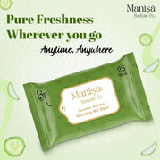 Manisa Beaute Co Cucumber & Aloe Vera Refreshing Wet Wipes, Alcohol Free, (10 Pack)  (250 Wipes)