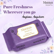 Manisa Beaute Co Lavender Luxe Refreshing Wet Wipes, Alcohol Free & Vegan, (Pack of 10)  (250 Wipes)