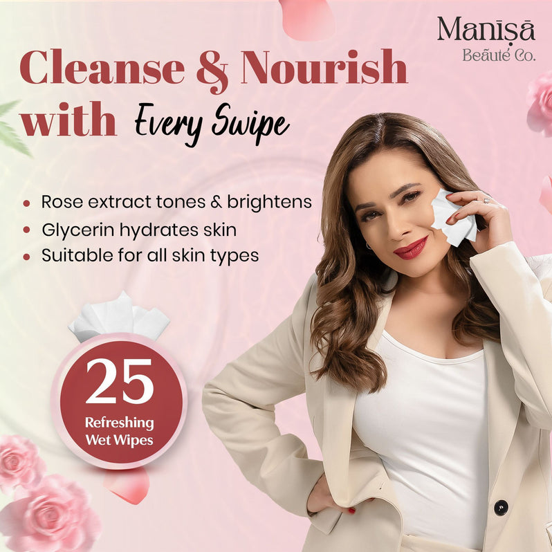 Manisa Beaute Co Rose Flush Makeup Remover Wipes With AloeVera & Neem, Pack of 10  (250 Wipes)